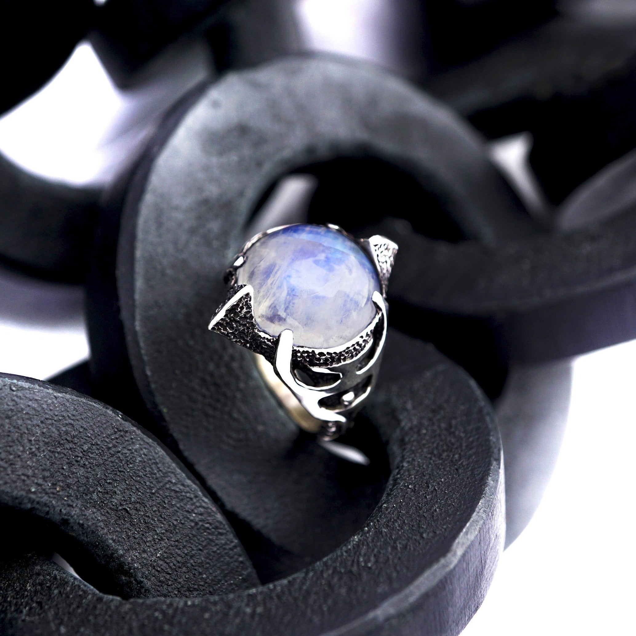 Large Moonstone ring, Moonstone signet rings, June birthstone ring, Unique ring, Statement ring, Sterling silver moonstone ring,