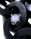 Large Moonstone ring, Moonstone signet rings, June birthstone ring, Unique ring, Statement ring, Sterling silver moonstone ring, "OCEANIDE"