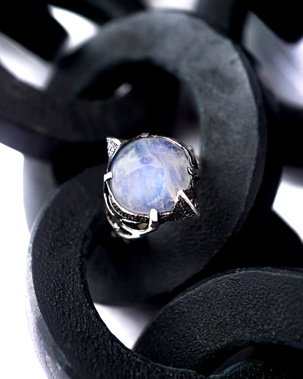 Large Moonstone ring, Moonstone signet rings, June birthstone ring, Unique ring, Statement ring, Sterling silver moonstone ring, "OCEANIDE"