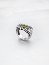Silver green Tourmaline statement ring, October birthstone - AMAZONIA