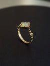 Natural Ethiopian Opal Ring, Gold Opal ring, Opal tiny ring, Fire Opal engagement ring, 14k Yellow Gold ring GOLDEN LAKE
