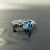Opal engagement ring, Valentines Day gift, Moon Ring, Fire opal ring, Moon phases ring, Sun and moon ring, Triple Goddess ring "LaLuna"