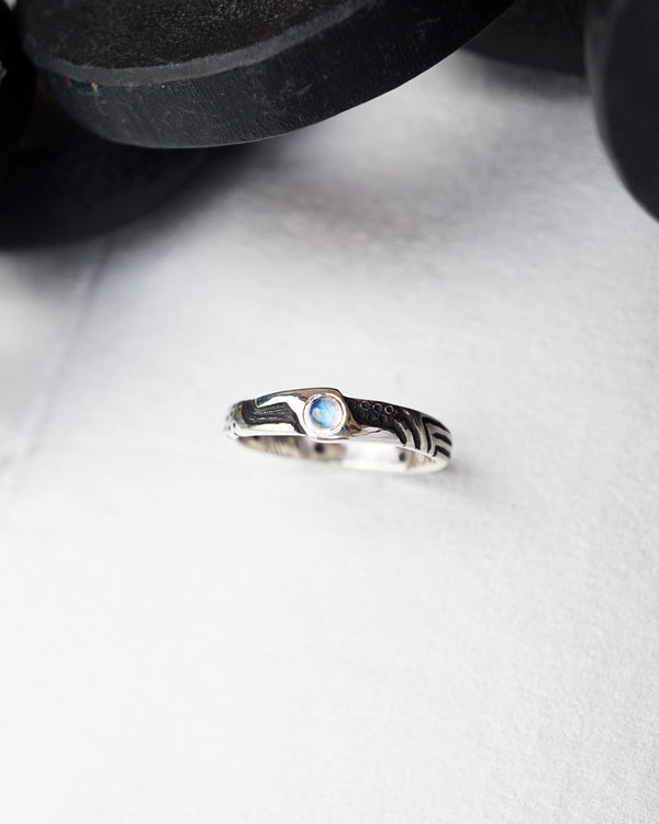 Mens engagement ring Cyberpunk Mens Moonstone ring Mens wedding band Alternative engagement ring for men Unique mens ring LUKE by moonique