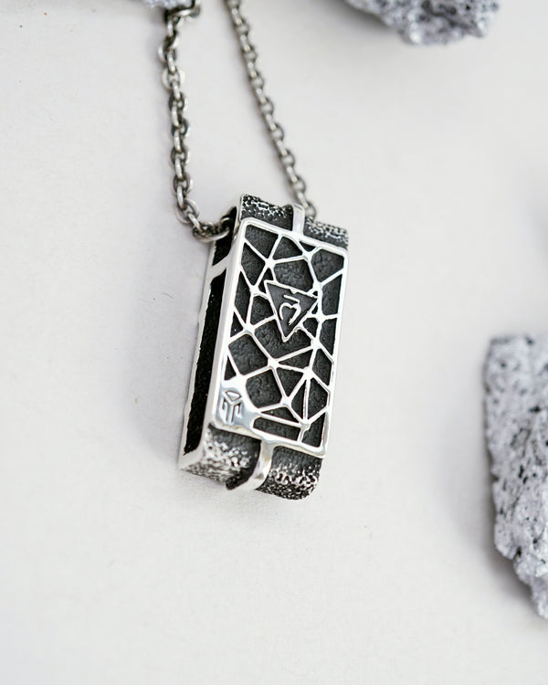 mens silver necklace, unique necklace, Mars by Moonique, handmade mens pendant with heart chakra anahata