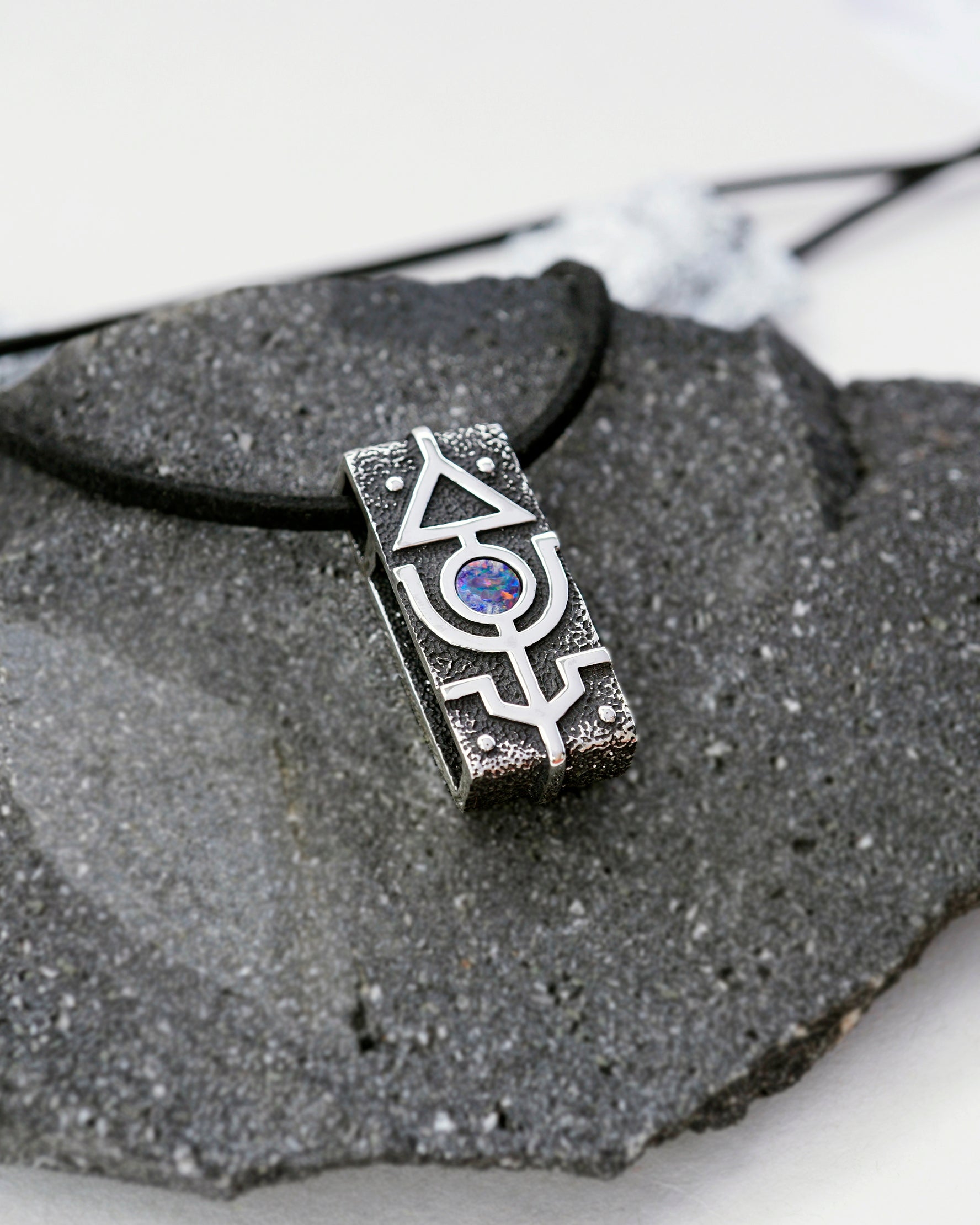 boulder opal pendant, mens opal necklace, mens silver necklace, unique necklace, Mars by Moonique