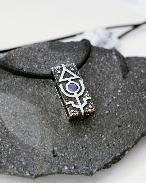 boulder opal pendant, mens opal necklace, mens silver necklace, unique necklace, Mars by Moonique
