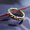 Mens engagement ring 14k gold band with Garnet or Rainbow Moonstone "UNIT"