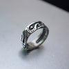 Garnet and Malachite mens silver band ring