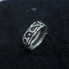Garnet and Malachite mens silver band ring