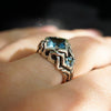 mens silver ring with blue topaz