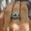 London Blue Topaz engagement ring, sterling silver, unique cyberpunk ring UNA December birthstone