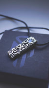 DAGAZ rune pendant , moonstone pendant, talisman, cyberpunk jewelry, moonique silver pendant