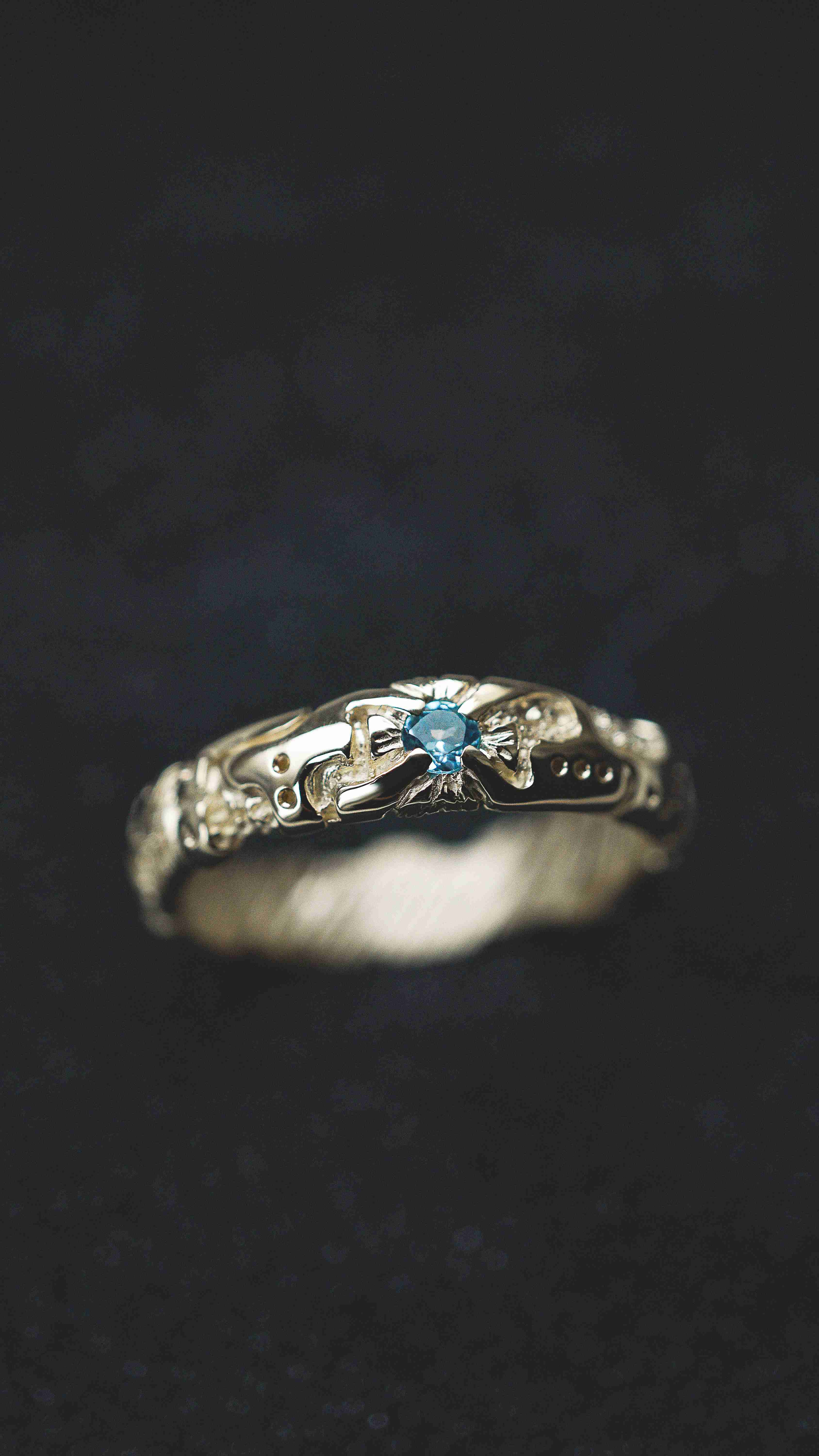 Mens engagement ring 14k white gold and blue topaz, mens wedding ring, mens promise ring, mens gold ring, mens gemstone ring, moonique, mooniquecreation
