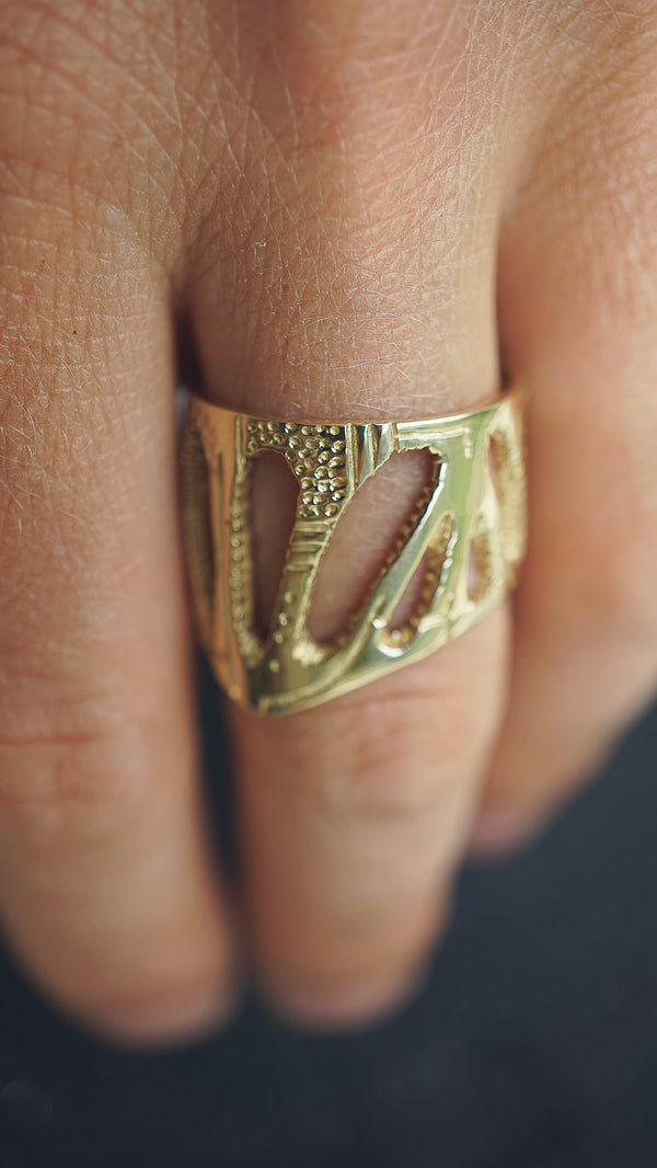 chunky ring, chunky gold ring, moonique, mooniquecreation, gold ring chunky, full finger ring, wide ring by Mooniquecreation