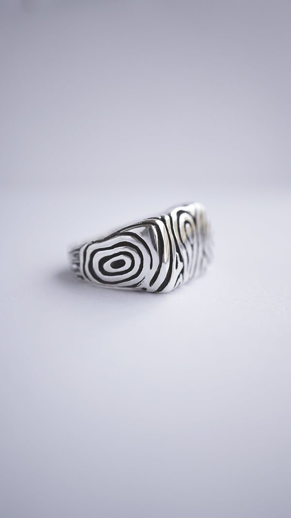 handmade silver signet ring Geo statement ring finger ring, handicraft by mooniquecreation