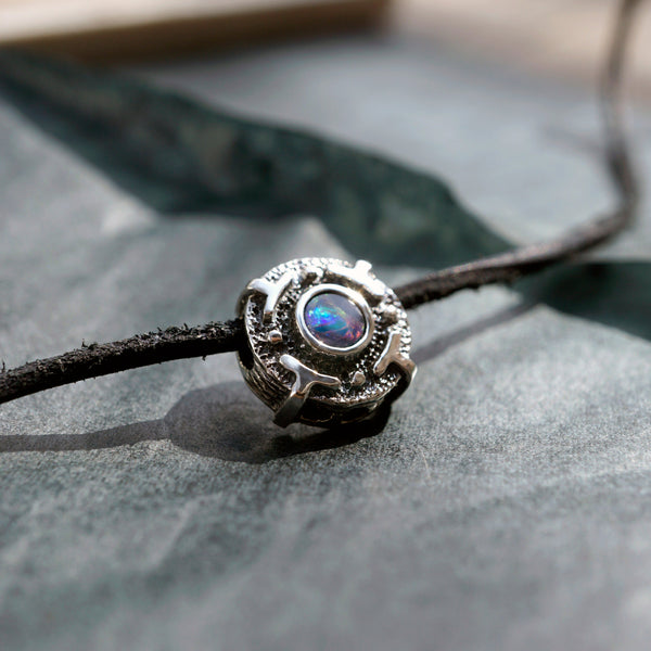 sterling silver choker pendant with natural Australian opal made by hand unique design by moonique