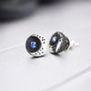 Luna crescent moon phase moonstone stud earrings with rainbow moonstone. ready to ship from EU