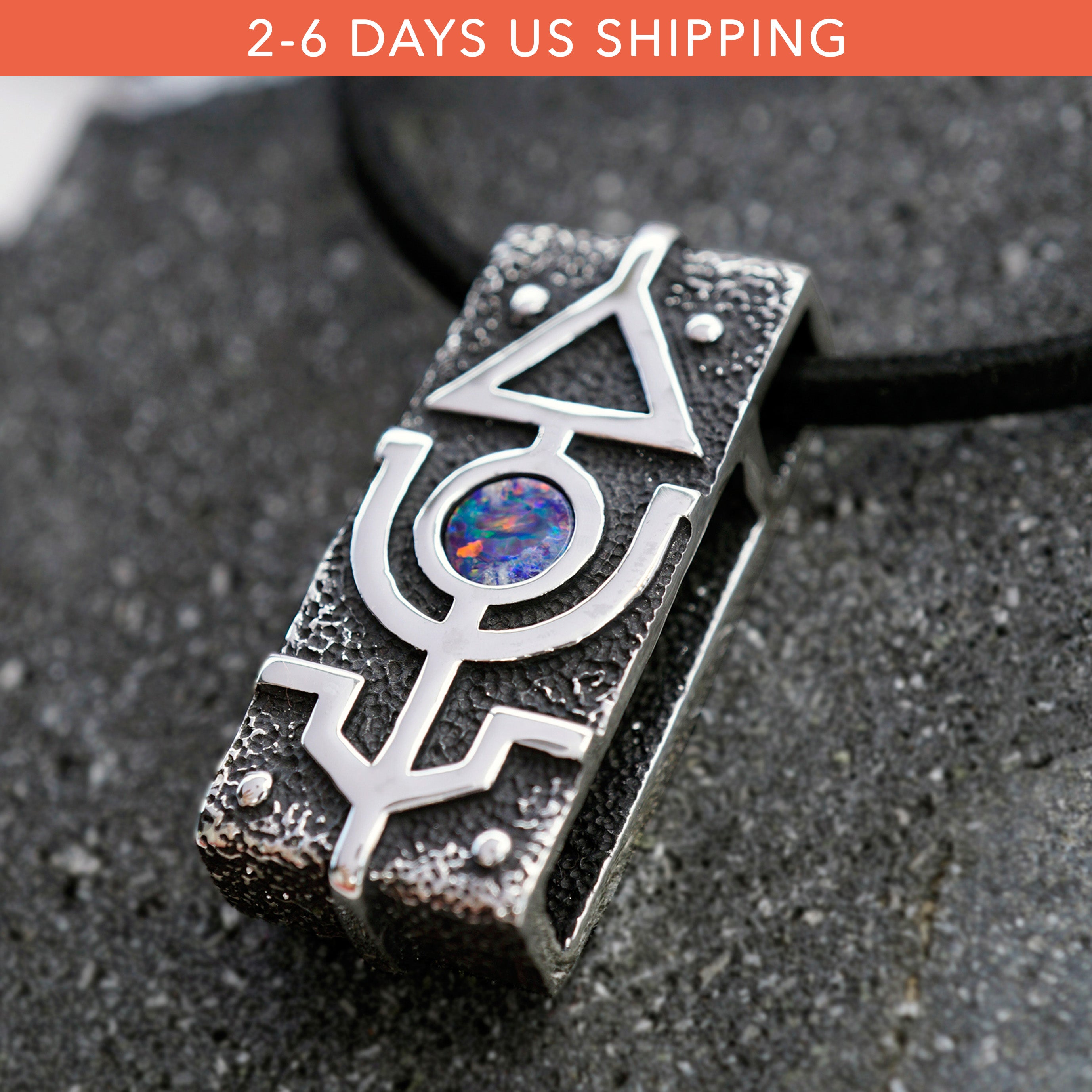 boulder opal pendant, mens opal necklace, mens silver necklace, unique necklace, Mars by Moonique