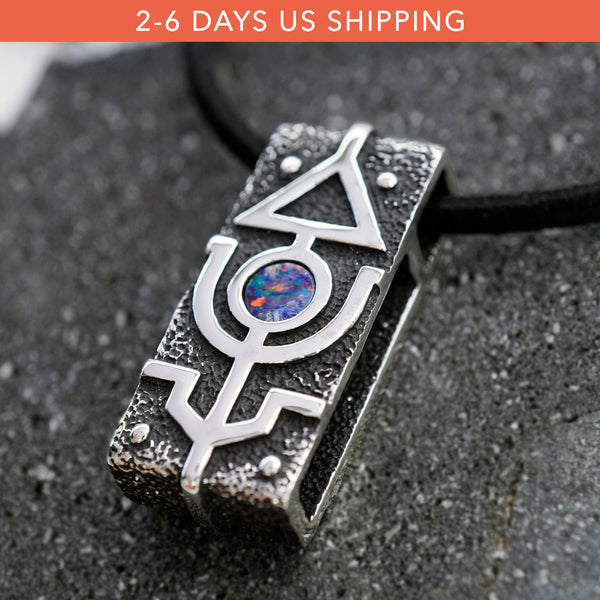 boulder opal pendant, mens opal necklace, mens silver necklace, unique necklace, Mars by Moonique