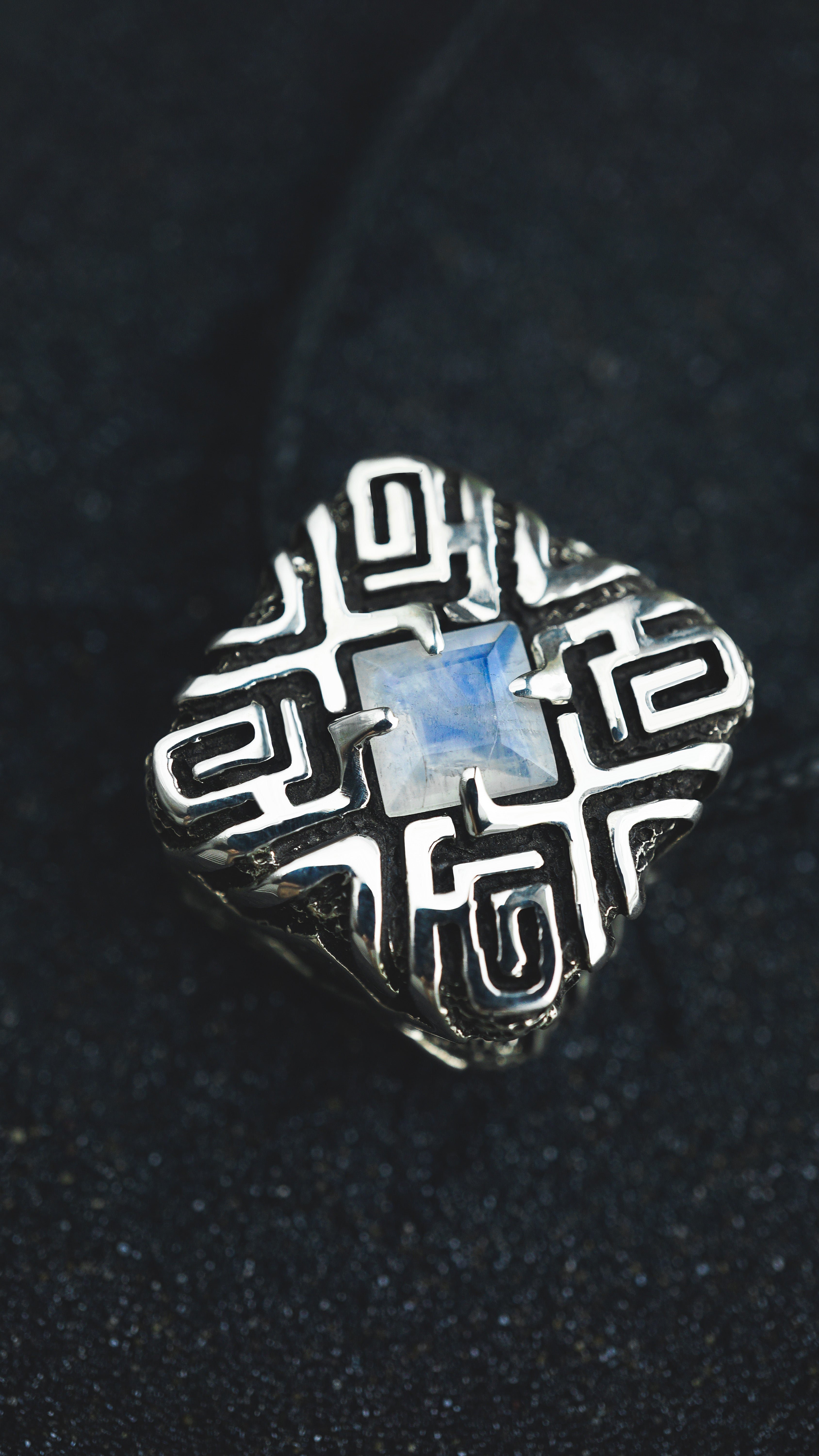 natural rainbow moonstone square faced, unique handmade jewelry by moonique, silver pendat shipibo jewelry pendant 