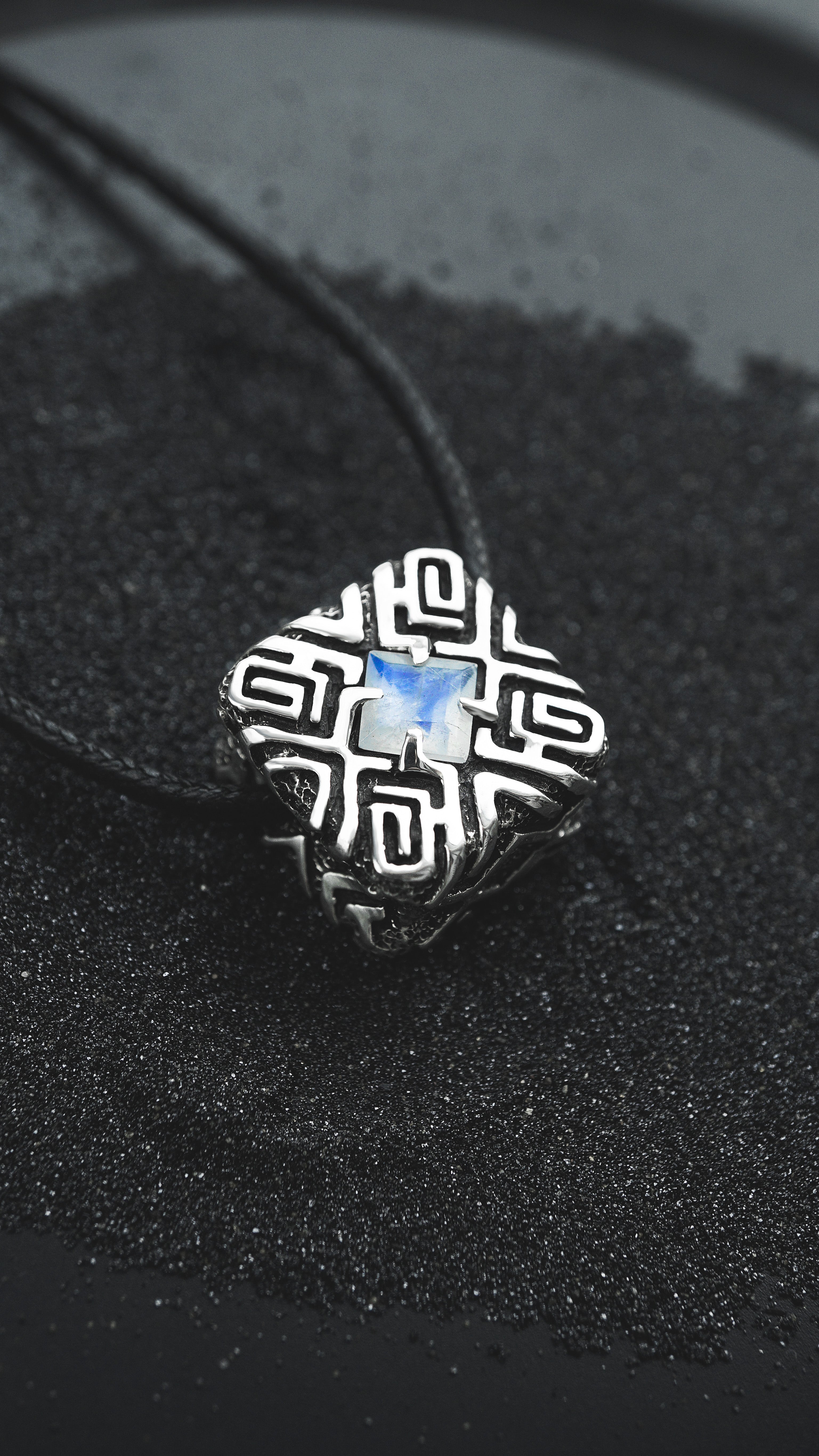 moonique , moonstone silver pendant, unique gemstone jewelry, shipibo jewelry, statement pendant 