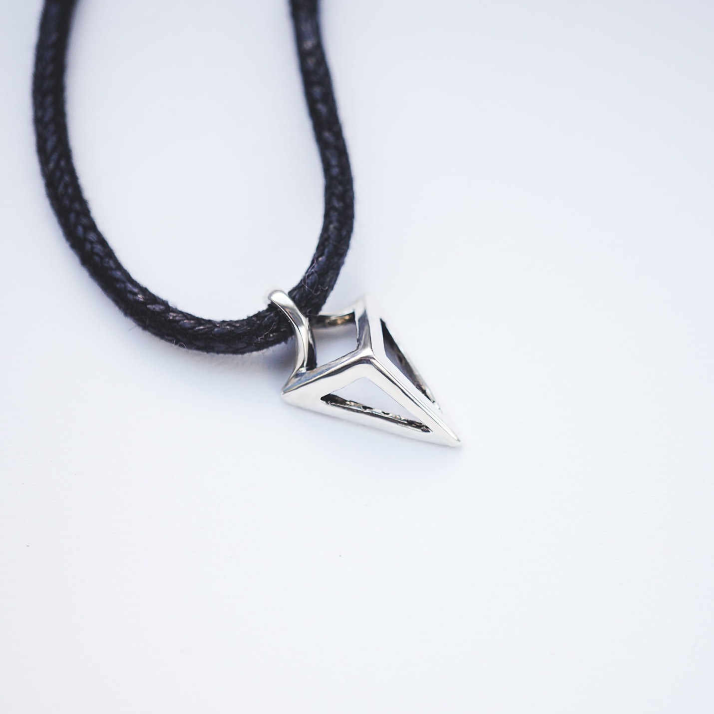 sleek silver pendant, pyramid pendant by moonique