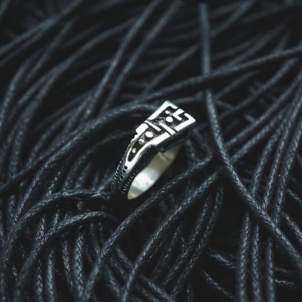 mens silver ring, mens pinky ring, sterling silver ring, cyberpunk ring, cyberpunk jewelry, unique jewelry, handmade jewelry, by moonique unit