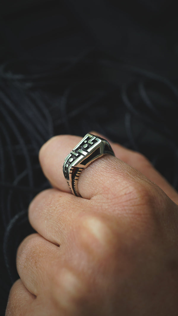 mens silver ring, mens pinky ring, sterling silver ring, cyberpunk ring, cyberpunk jewelry, unique jewelry, handmade jewelry, by moonique unit