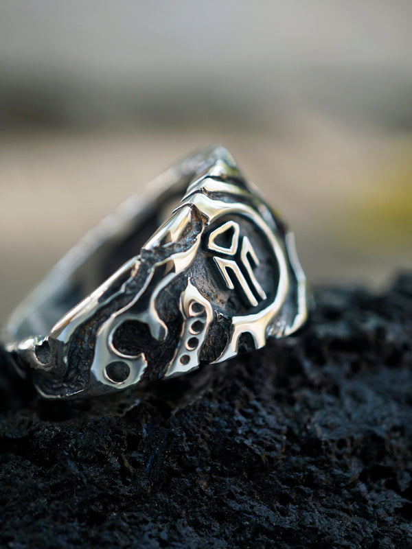 Unique silver statement ring with garnet and citrine gemstone RAIN