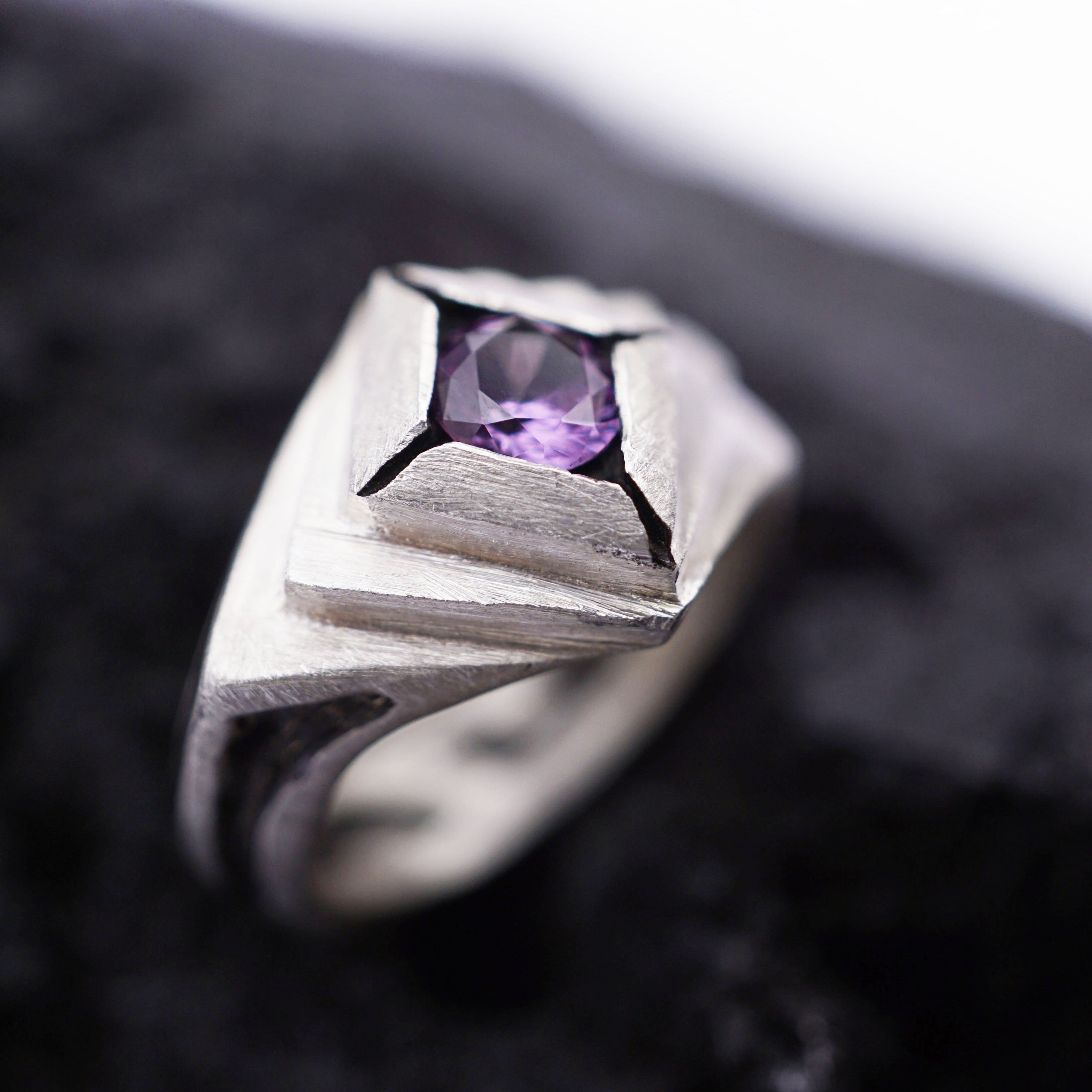 One of kind Statement Alexandrite ring from the sterling silver 