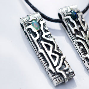 Silver Rune Opal pendant BERKANO Amulet Talisman necklace