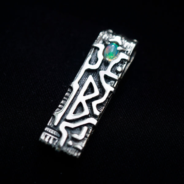 Silver Rune Opal pendant BERKANO Amulet Talisman necklace