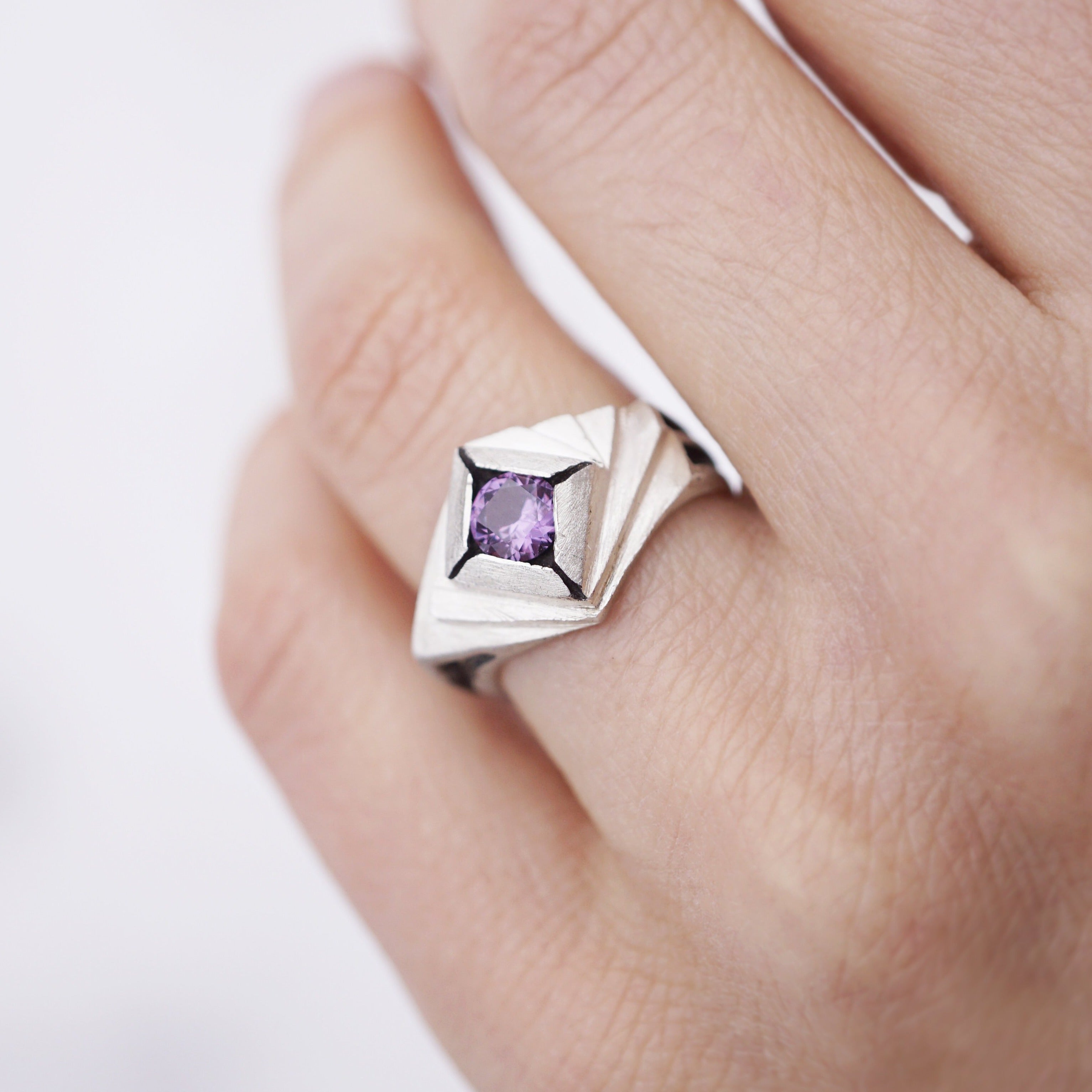 One of kind Statement Alexandrite ring from the sterling silver 