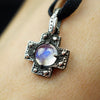 Rainbow Moonstone Necklace moonstone pendant for women 925 sterling silver necklace for women CROSS