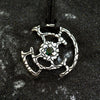 Green Quartz necklace  Amulet sterling silver pendant KEY