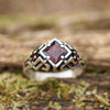 Garnet silver ring Cyberpunk ring Mens silver ring, Unique ring by moonique