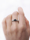 Black Moon ring Gothic engagement ring Black Onyx ring Moon phases ring from the Sterling silver 925 "Laluna"