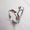 Garnet wedding set ENAMORED, Unique engagement rings by Moonique 