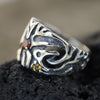 Unique silver statement ring with garnet and citrine gemstone RAIN
