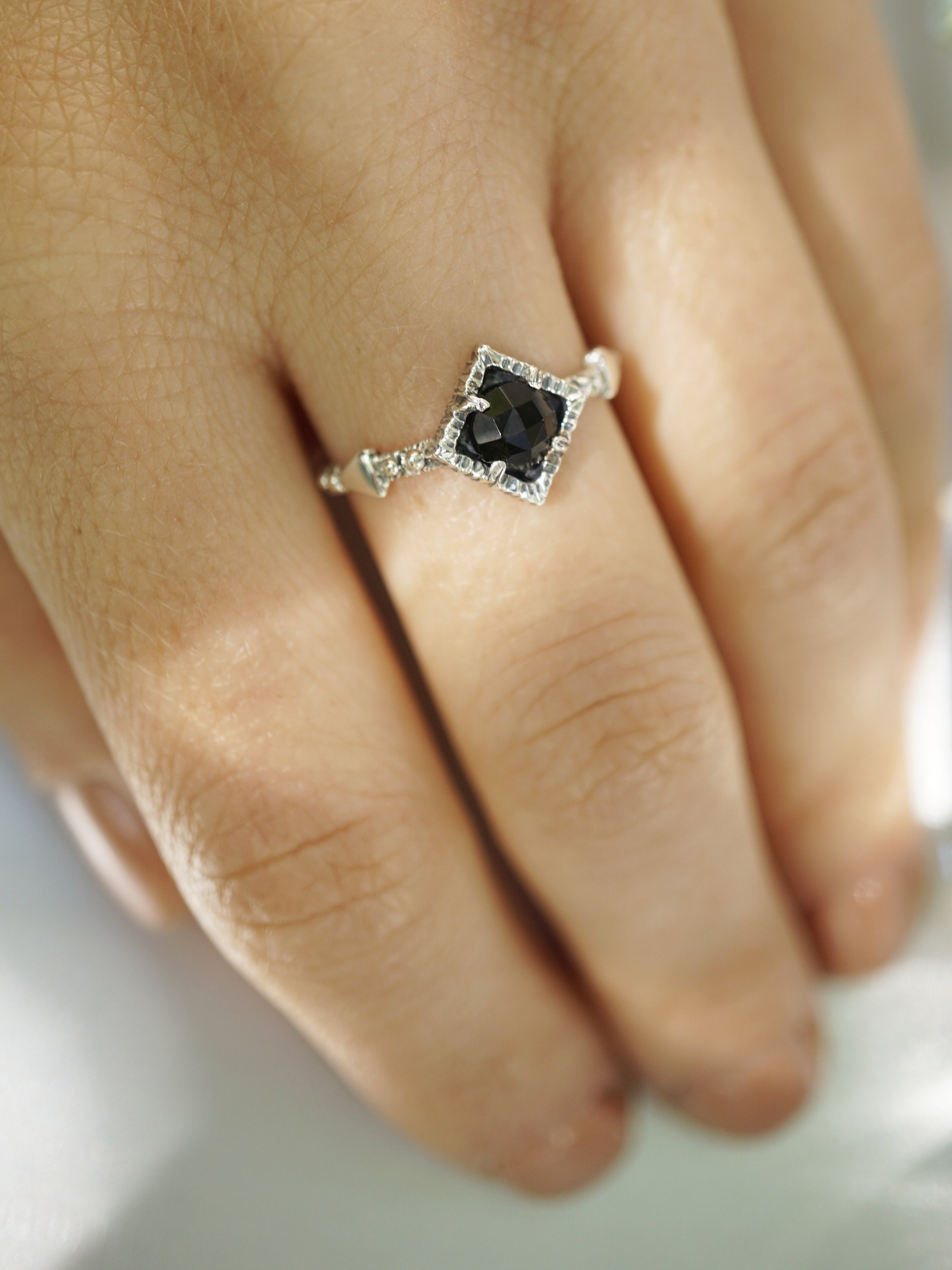 Black stone ring Black Onyx Ring Onyx engagement ring Black ring Onyx ring women Delicate rings Unique ring BLACKSTAR