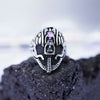 Mens Statement Face ring Mens signet helmet ring, sterling silver Sapphire Tanzanite and Amethyst gemstone HELMET