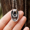 Garnet sterling silver pendant, birthstone jewelry Unique necklace, beetle pendant, cyberpunk pendant, futuristic pendant handmade jewelry by moonique