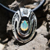Unique custom pendant made from high quality solid sterling silver and natural Ethiopian fire Opal. This Opal necklace is handmade in cyberpunk jewelry style.  October birthstone, Unique necklace called Beetle. Jewelry by moonique.