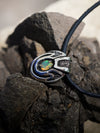 Unique custom pendant made from high quality solid sterling silver and natural adorable Ethiopian fire Opal with black cotton cord. This Opal necklace is handmade in cyberpunk jewelry style.  October birthstone, Unique necklace called Beetle. Jewelry by moonique.