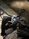 Unique custom pendant made from high quality solid sterling silver and natural adorable Ethiopian fire Opal with black cotton cord. This Opal necklace is handmade in cyberpunk jewelry style.  October birthstone, Unique necklace called Beetle. Jewelry by moonique.