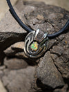 Unique custom pendant made from high quality solid sterling silver and natural adorable Ethiopian fire Opal with black cotton cord. This Opal necklace is handmade in cyberpunk jewelry style.  October birthstone, Unique necklace called Beetle. Jewelry by moonique.