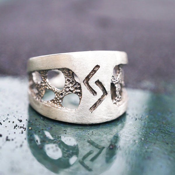 Mens silver ring Rune ring from the sterling silver 925 "JERA" Unique Mens ring