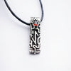Eihwaz rune pendant, crafted from sterling silver and natural Garnet stone by moonique