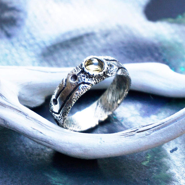 Citrine ring, Mens silver ring, Unique mens ring, Mens pinky ring, Mens gemstone rings, Citrine silver ring, Natural Citrine ring GLOW