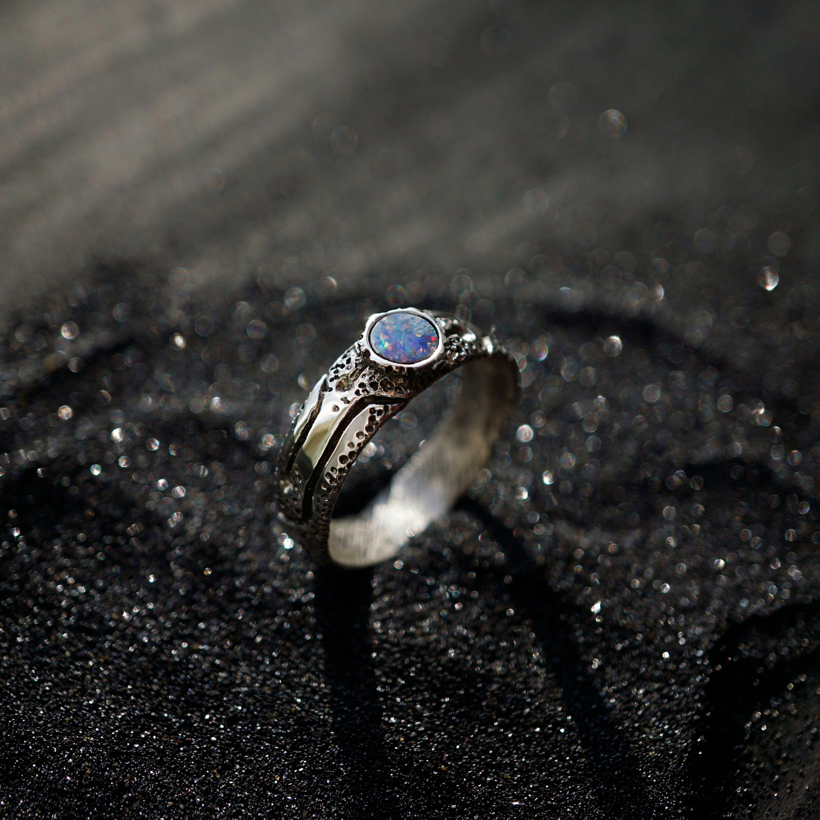 Mens Opal ring from the sterling silver by Moonique cyberpunk ring gemstone jewelry handmade jewelry unique jewelry 